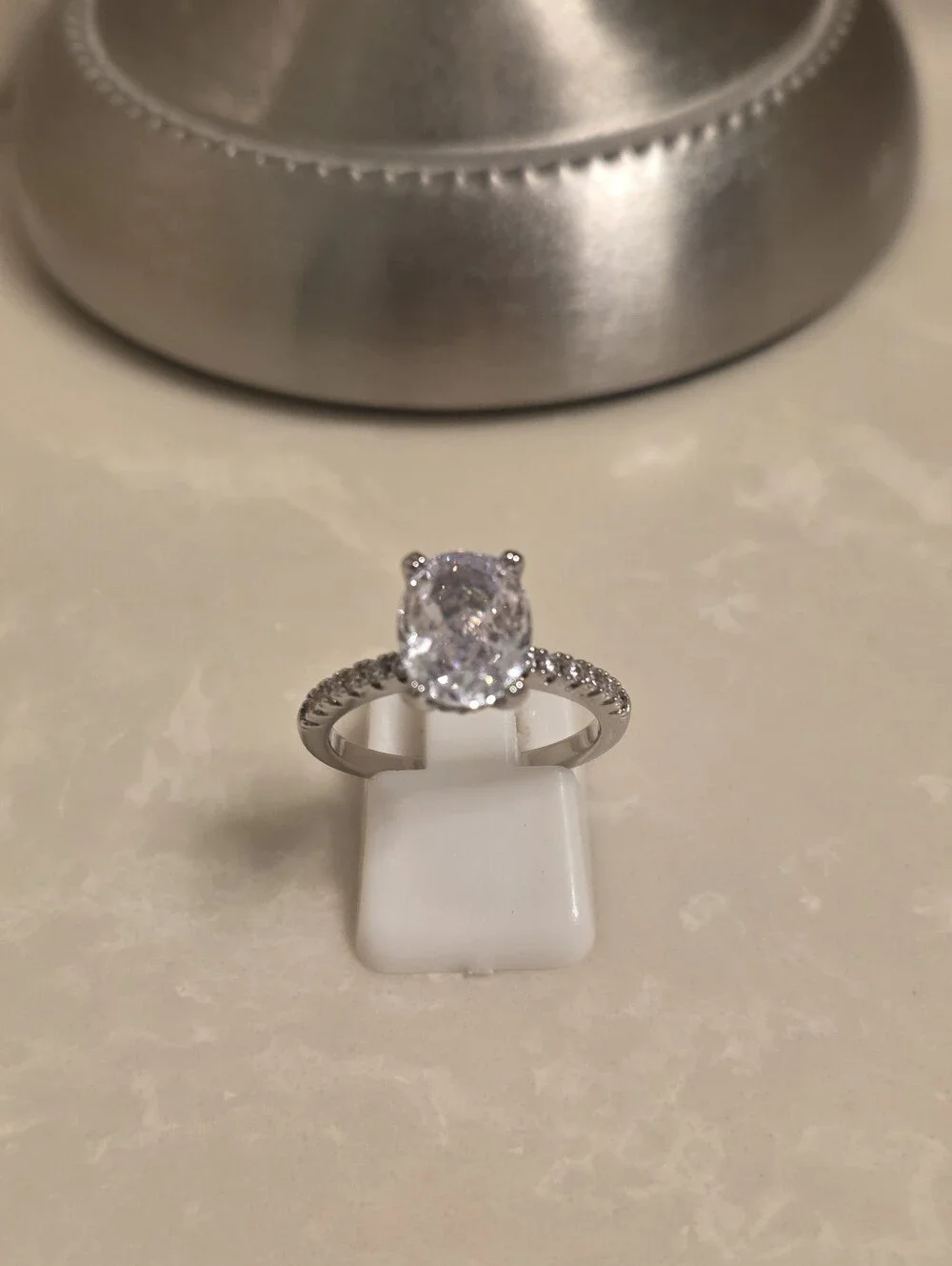 Silver and CZ Oval Cut Ring Size 8